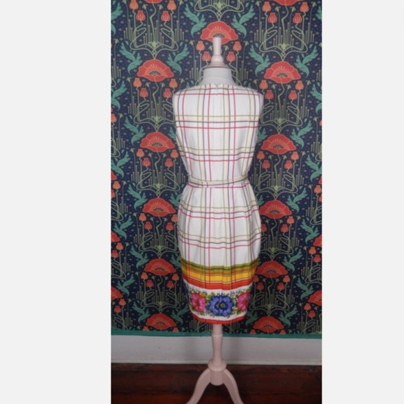 J. Crew Belted Cotton Check Floral Border Print Picnic Preppy Dress Nwt 8 - Picture 8 of 8